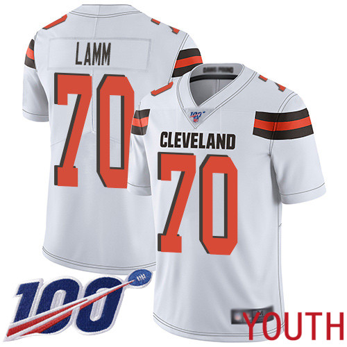 Cleveland Browns Kendall Lamm Youth White Limited Jersey #70 NFL Football Road 100th Season Vapor Untouchable